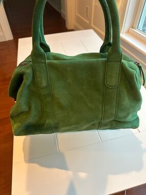 Green Suede Women's Satchel Handbag